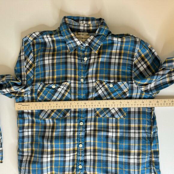 Ralph Lauren Denim & Supply Womens Utility Blue Yellow Plaid Button Down Shirt L - Picture 11 of 11